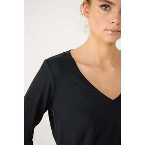 Blusa con Cuello en V y Volantes, Estilo Floral Vintage, Manga Larga, Elegante e Informal para Fiesta, Tallas XS-XL, Hecha de Algodón, Chifón y Tejido de Punto, para Verano e Invierno - Product Image 5