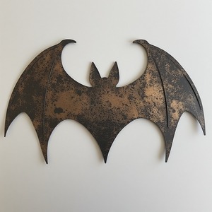 Ornement de découpe de citrouille en tôle de fer vintage, fait à la main avec un vernis patiné, idéal pour l'affichage décoratif rustique d'Halloween saisonnier - Product Image 1