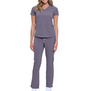 Conjunto de Uniforme Médico Transpirable y Elástico Unisex con Cuello en V y Pantalones Rectos, Servicio OEM - Product Image 2