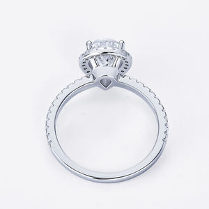 Anillo de Compromiso de Plata de Ley 925 con Diseño de Halo en Forma de Gota de Agua, con Moissanita de 2 Quilates, Anillo de Boda con Micropavé, Regalo - Product Image 6