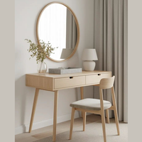 Table de maquillage moderne en panneaux de bois avec tiroirs spacieux, coiffeuse élégante pour chambre à coucher, bureau de maquillage durable et écologique pour hôtel et appartement