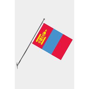 Ensemble de mât de drapeau télescopique mural de Mongolie avec drapeaux en polyester durables pour impression numérique personnalisée - Product Image 1