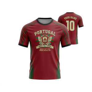 Maglietta Unisex per Tifosi di Calcio Portogallo WC 2026, T-Shirt con Grafica Calcistica Rossa e Verde, Regalo Perfetto per il Giorno della Partita - Product Image 2