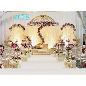 Decoración de boda con cúpula, escenario tradicional de compromiso de boda, gran grasa, indio, Sur, Maharani - Product Image 1