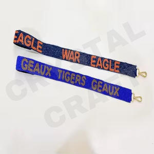 Sangle de sac à main en perles de rocaille en or blanc personnalisé Sangles de sac perlées à la mode avec des conceptions personnalisées pour les sacs Texans Stars - Product Image 3