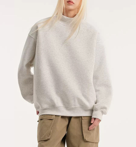 Jersey de cuello simulado personalizado, diseño de parche bordado holgado, Sudadera de cuello redondo clásico suave de lana de algodón para mujer - Product Image 4