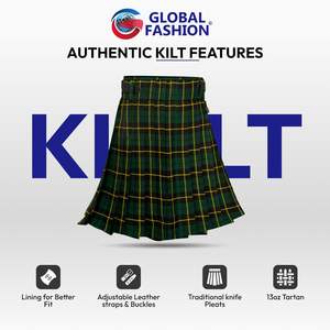 Kilt écossais pour homme, motif tartan vert chasseur du clan Wallace, 16 oz, 100% acrylique, laine, ajustement sécurisé, sangles en cuir, vêtements écossais, 2026 - Product Image 5
