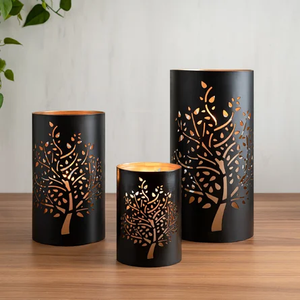 Indian Handcrafted Unique Laser Cut Iron Metal Tea Light Votive Holder Home Decorative Glass Candle Lanterns & Candle Jars" - Product Image 1