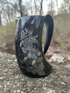 Authentic <b>Viking</b> Horn Mug - Traditional Mead Drinking <b>Cup</b> for Medieval Festivals & Renaissance Fairs (Eco-Friendly) - Product Image 4