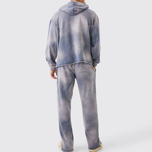 Ensemble survêtement personnalisé 100% coton pour homme, effet délavé au soleil, respirant, en molleton français surdimensionné, 2 pièces, personnalisé pour l'hiver - Product Image 2