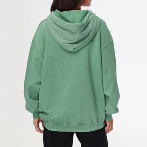 Sweat à capuche long décontracté pour femme, coupe oversize, respirant, effet délavé, en molleton, épaules tombantes, style streetwear, logo frontal, faible MOQ, hiver - Product Image 5