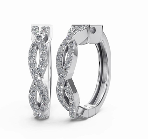 Boucles d'oreilles créoles en diamant de laboratoire taille ronde, or blanc 14 carats, VVS2, couleur E, certifiées pour mariage féminin - Product Image 4