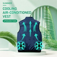 Gilet de refroidissement à double ventilateur, rechargeable par USB, léger, veste de travail rafraîchissante pour l'été, pour la construction, la pêche, le cyclisme, la randonnée