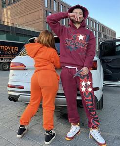 100% algodón personalizado para hombre chándal acampanado con capucha y pantalón conjunto de Color sólido transpirable conjunto - Product Image 5