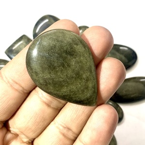 สร้อยคอคริสตัลออบซิเดียนสีทองธรรมชาติคุณภาพ AAA+ ขนาด 20 มม. พร้อมเอฟเฟกต์เปลี่ยนสี  พร้อมอัญมณีเม็ดเดี่ยวขนาด 8 มม. (รูปทรงคละกัน) สำหรับทำเครื่องประดับ - Product Image 4