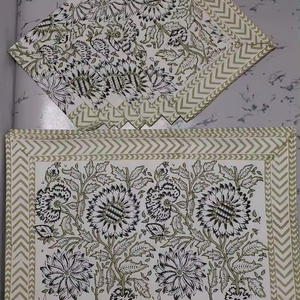 Serviettes 100% coton en bois imprimé à la main bloc impression doux coton tissus serviettes à manger couverture décor Table couverture serviettes - Product Image 1