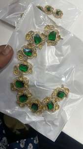 Regal <b>Green</b> <b>Beaded</b> Kundan <b>Necklace</b> Set with Pearls and Earrings Multi Layered Bridal Jewelry for Weddings & Festivals - Product Image 2