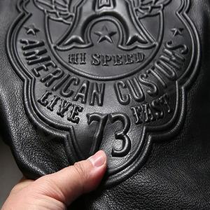 Veste en cuir véritable de vachette de Styles de motard d'automne grande taille manteau en cuir de moto court pour hommes - Product Image 4