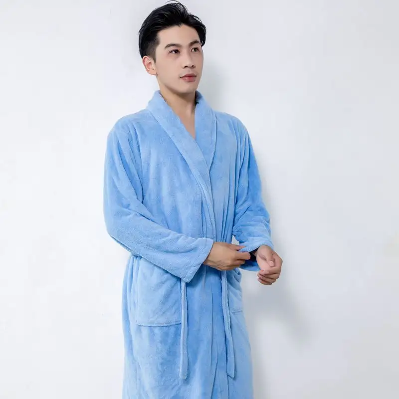 OEM çin üretici özel logo polar pijama bornoz pijama erkek kadın kıyafeti sonrası banyo duş ev giyilebilir