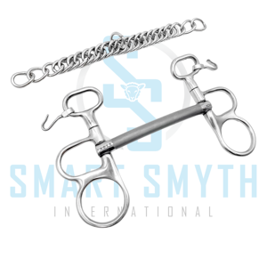 Bocado Pelham de Acero Inoxidable para Caballo con Cadena de Curb |   Bocado Pelham Articulado |   Equipo Ecuestre para Caballos - Product Image 3