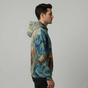 Sweat-shirt à capuche en molleton de coton épais, respirant, écologique, avec poche, pour homme, coupe classique vintage, motif graphique personnalisé, streetwear - Product Image 3