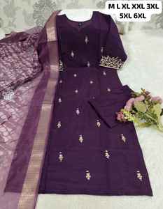 Vêtements décontractés en soie romaine avec broderie Kurti Pant et Dupatta Fabricant et fournisseur de mode féminine de Surat - Product Image 4