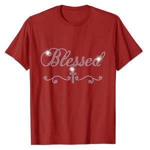 T-shirts pour hommes de haute qualité 100% coton tricoté lettre séchage rapide respirant poids lourd personnaliser hommes strass T-Shirts - Product Image 6