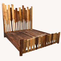 Meubles en bois Vintage, meubles de chambre d'hôtel en bois recyclé indien, vieux bateau à rames, Chappu Maharaja, lit Double