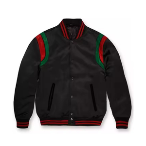 2025 nouveauté couleur noire unie veste de baseball pour hommes Logo personnalisé tissu respirant grande taille veste universitaire pour hommes - Product Image 1