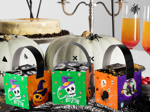 Halloween Promotional Novelty Paperboard Gift <b>Boxes</b> Square Handle Digital Four-Color Printing Trick <b>Treat</b> Design Self Erecting - Product Image 3