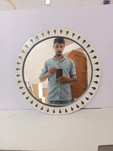 Miroir mural géométrique moderne gris avec incrustations en os, écologique, fait main, ensemble de 4 pièces, qualité supérieure, décoration de luxe pour la maison, idéal pour la salle de bain - Product Image 2