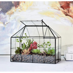 Hecho a mano moderno geométrico terrario tamaño personalizado AK artesanías Popular hogar boda decoración Metal exterior piso florero vidrio - Product Image 6
