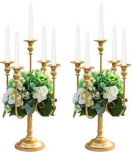 European Metal Candelabra Gold Candlestick Holder Metal <b>Candle</b> Holder 5 Arm <b>Taper</b> <b>Candle</b> Stand for Wedding Table Centerpiece - Product Image 1