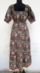 Tradicional bohemio indio bloque de mano algodón impreso nueva moda madre e hija a juego contraste multicolor vestidos conjuntos - Product Image 2