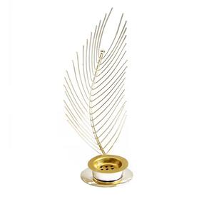 Brûleur d'encens métallique texturé en plumes de haute qualité, il aide à conjurer l'énergie négative, parfait pour les fêtes arabes - Product Image 2