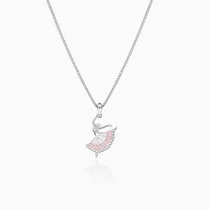 Pendentif ballerine en argent fait à la main avec chaîne de boîte en or rose plaqué rhodium bijoux de charme de style religieux - Product Image 4