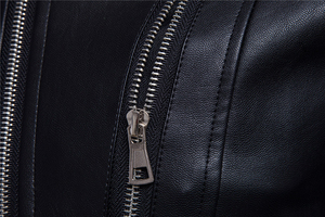 Veste en cuir véritable pour homme personnalisable en noir, coupe-vent, style printemps, avec fermeture éclair sur le devant, traitement enduit, veste pour homme - Product Image 5