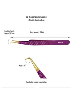 Pince à épiler en acier inoxydable violet pour extension de cils Volume Lash Set d'instruments de beauté manucure - Product Image 2