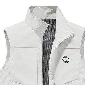 Chaqueta de invierno Softshell sin mangas reversible informal, chaleco transpirable de lana de talla grande, cierre de cremallera, tela tejida impermeable - Product Image 4