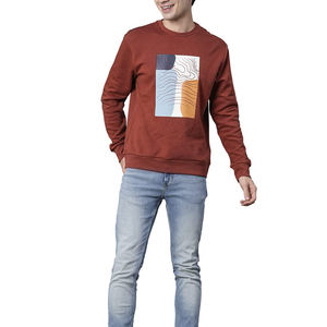 Venta al por mayor de sudadera bordada holgada con logotipo personalizado para la venta de Sudadera de cuello redondo para hombre - Product Image 5