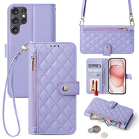 Étui de téléphone portable pliable multi-marques compatible S25 Ultra en cuir PU et TPU avec lanière premium, portefeuille pour cartes et espèces