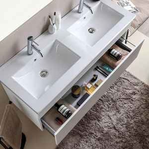 Mueble de Baño Moderno de Madera Blanca de 120 cm con Doble Lavabo, Juego de Baño Shanghai - Product Image 4