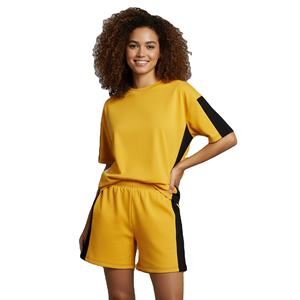 Conjunto de Dos Piezas Casual de Verano para Mujer, Camiseta y Pantalones Cortos con Diseño de Encaje Impreso Personalizado, 100% Algodón, Talla y Color Personalizables, Estilo Urbano - Product Image 3
