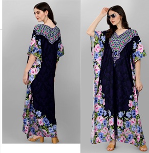 Caftan de qualité exportée Designer Exclusif Fantaisie Dernier Crêpe en polyester Impression numérique Fille Femmes Caftan avec pierre Vêtements de plage - Product Image 1