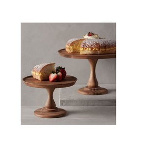 แท่นวางเค้กไม้อะคาเซียขัดเงาทำด้วยมือพร้อมจานเค้กฐานโดมอุปกรณ์สำหรับใช้บนโต๊ะอาหารอุปกรณ์ทำเค้กระดับพรีเมียม - Product Image 4