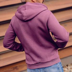 Sweat à capuche zippé de couleur unie pour hommes à manches longues Classic Winter Custom Drawstring Hoodies - Product Image 3