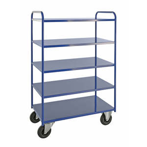 Carrito de Compras Azul KM4145-BB, Práctico Carrito de Mano con Superficie de PU Impermeable, Estructura de Malla, Material de Acero y Plástico - Product Image 1