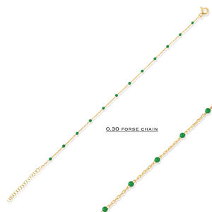 Bracelet en argent sterling 925 plaqué or, design émail vert, fabrication turque artisanale - Bijou cadeau - Product Image 5