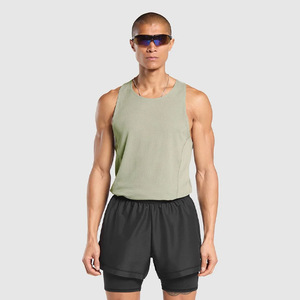 Custom High Quality Design Gym Soft Curved Hem Low Cut Athletic <b>Slim</b> Fit Stringer Tank Top Cotton Spandex Tank Top <b>Men</b> - Product Image 5