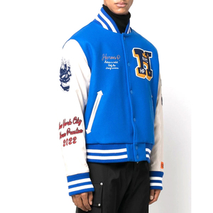 2024 personnalisé hommes haute qualité Baseball Letterman université veste laine Chenille broderie cuir imprimé coton rempli toile - Product Image 3